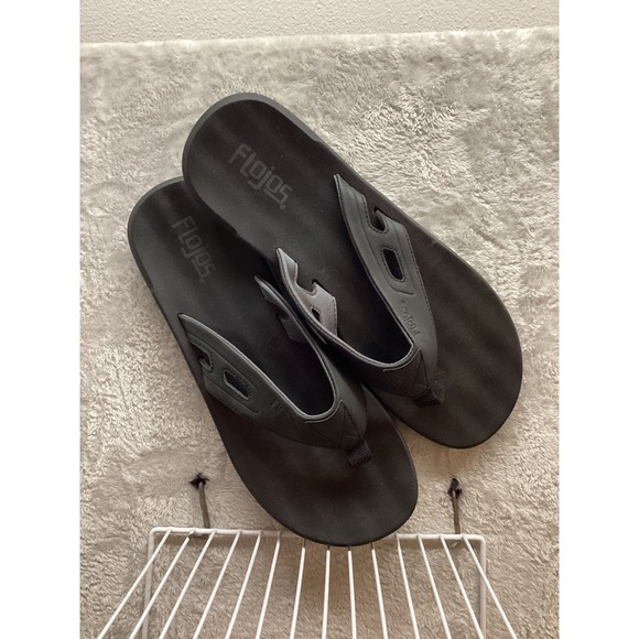 Flojos Mens Black Flip Flops Sandals Thong Beach Size 12 - Picture 2 of 7